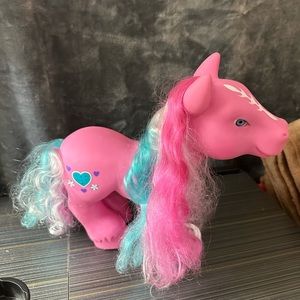 Large 11" Pink My Little Pony Heart Horse Toy Long Eyelashes Blue Heart